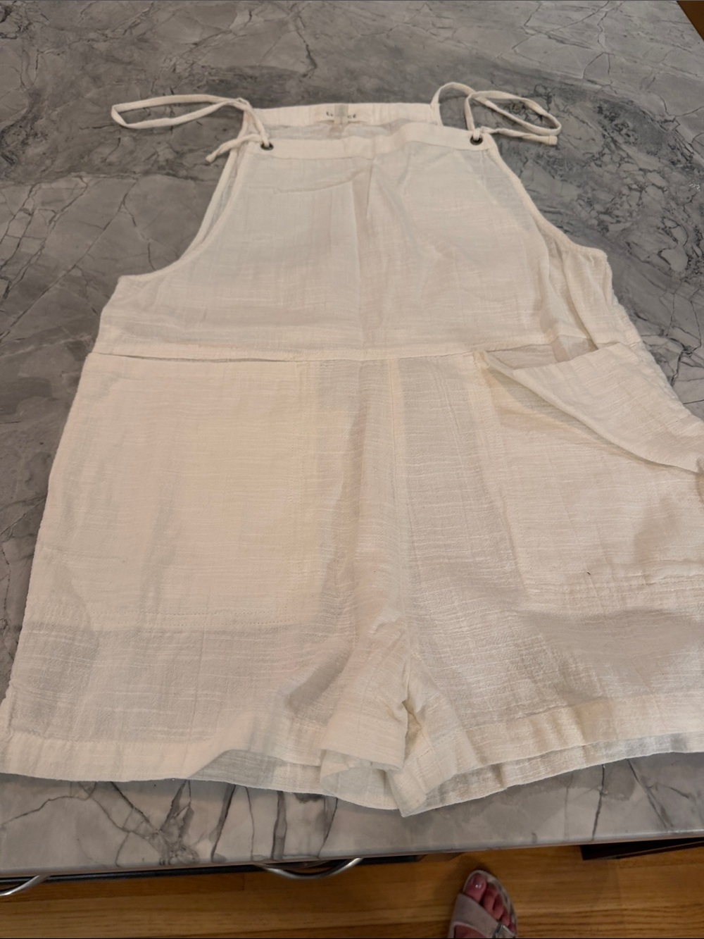 Womens LSpace medium white Lightweight Linen Shorts Romper